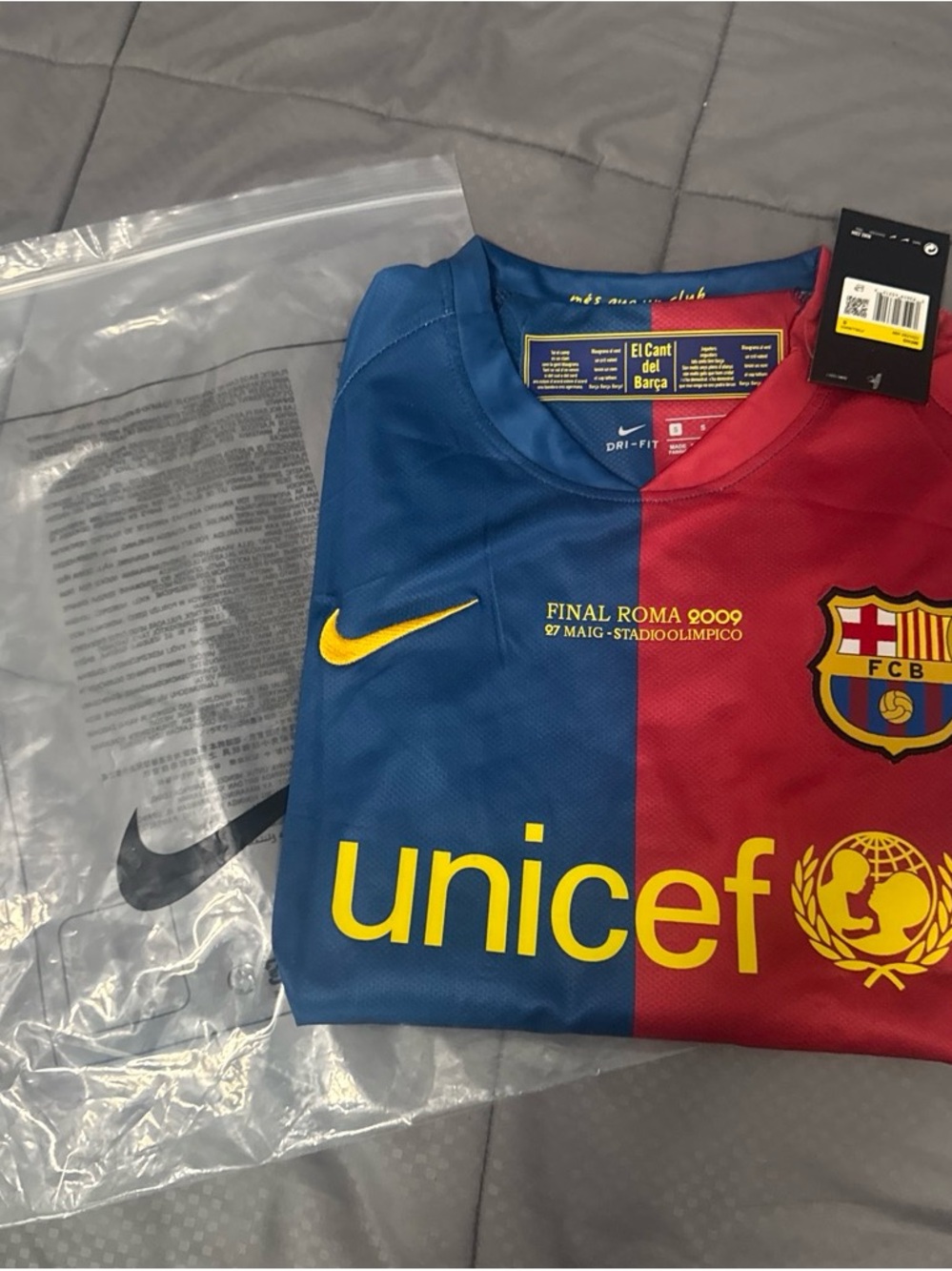 Nike FC Barcelona Half-and-Half Jersey — Blue & Red with Yellow Accents